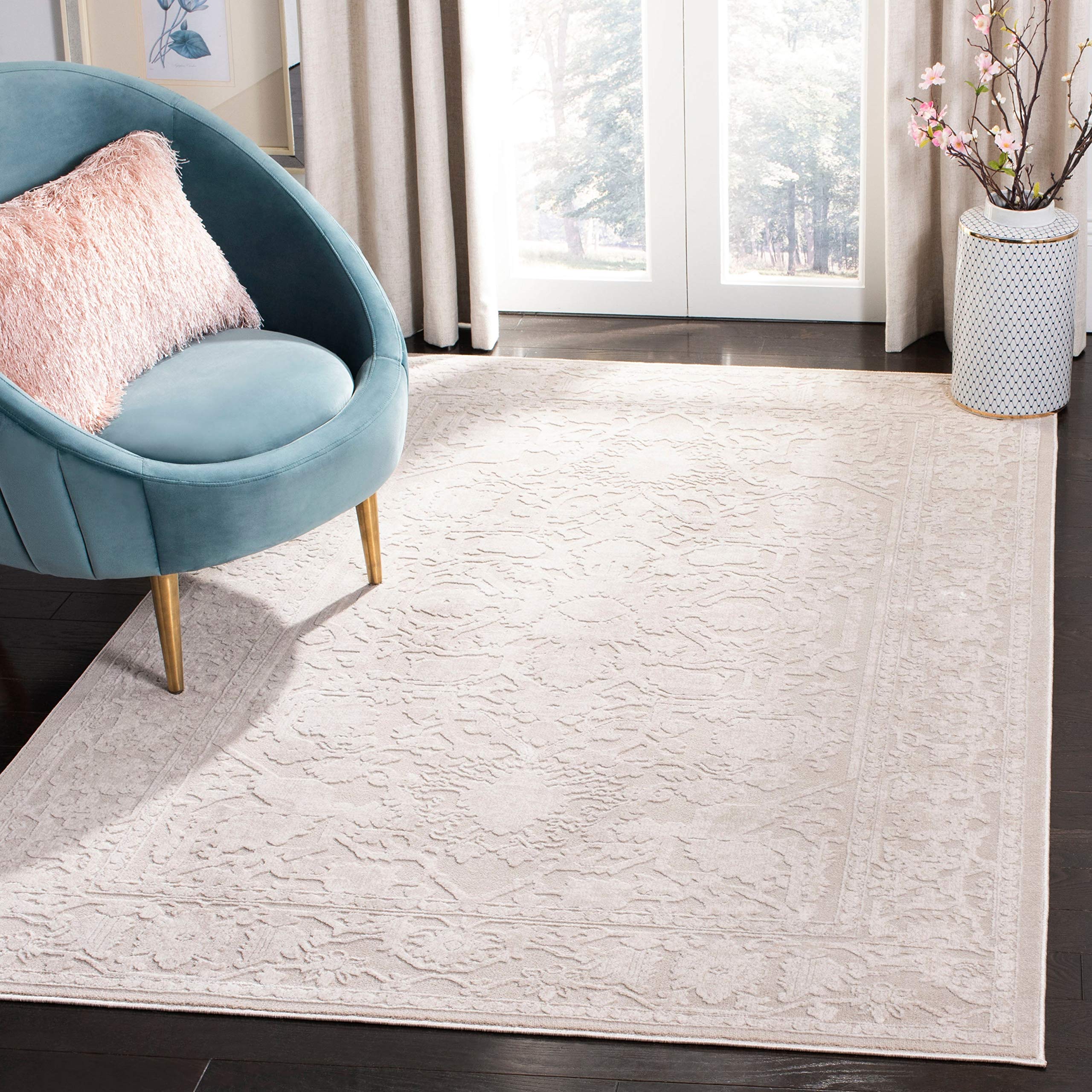 SAFAVIEH Reflection Collection Accent Rug - 3 x 5, Creme & Ivory, Boho Tribal Distressed Design, Non-Shedding & Easy Care, Ide