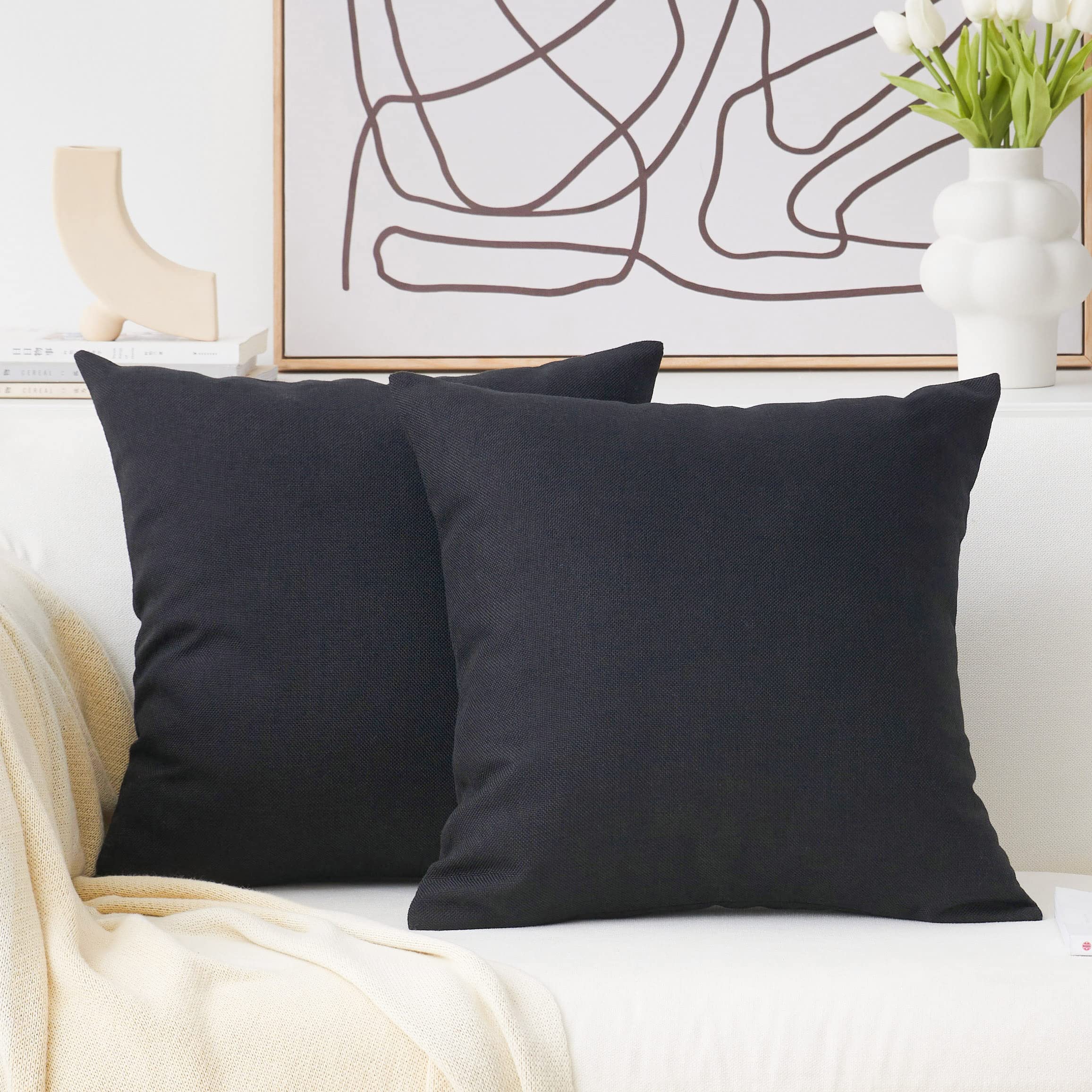 Home Brilliant 18X18 Pillows Covers Lined Linen Spring Throw Pillow Covers For Bed Couch Sofa, Set Of 2, 18 X 18 Inches(45Cm), B