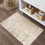 Bileehome Boho Kitchen Rug Washable,2X3 Non Slip Farmhouse Neutral Small Area Rug For Bathroom Bedroom Indoor Entrway Ultra Thin