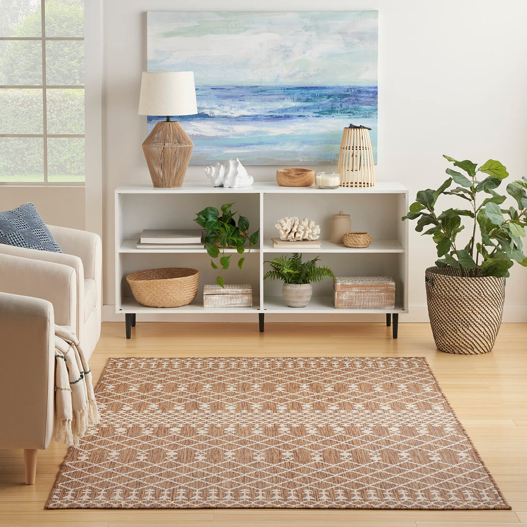 Nourison Positano Indoor-Outdoor Jute 4' X 6' Area Rug, Easy Cleaning, Non Shedding, Bed Room, Living Room, Dining Room, Deck, Backyard, Patio (4X6)
