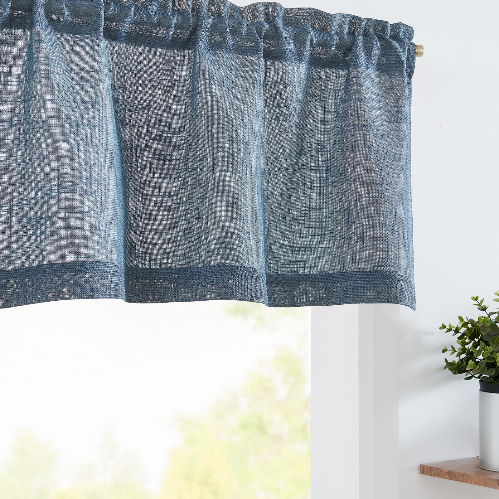 Jinchan Sheer Valance Curtain Linen-Textured Valances For Kitchen Living Room Bedroom Voile Window Valance Light Filtering Farmh