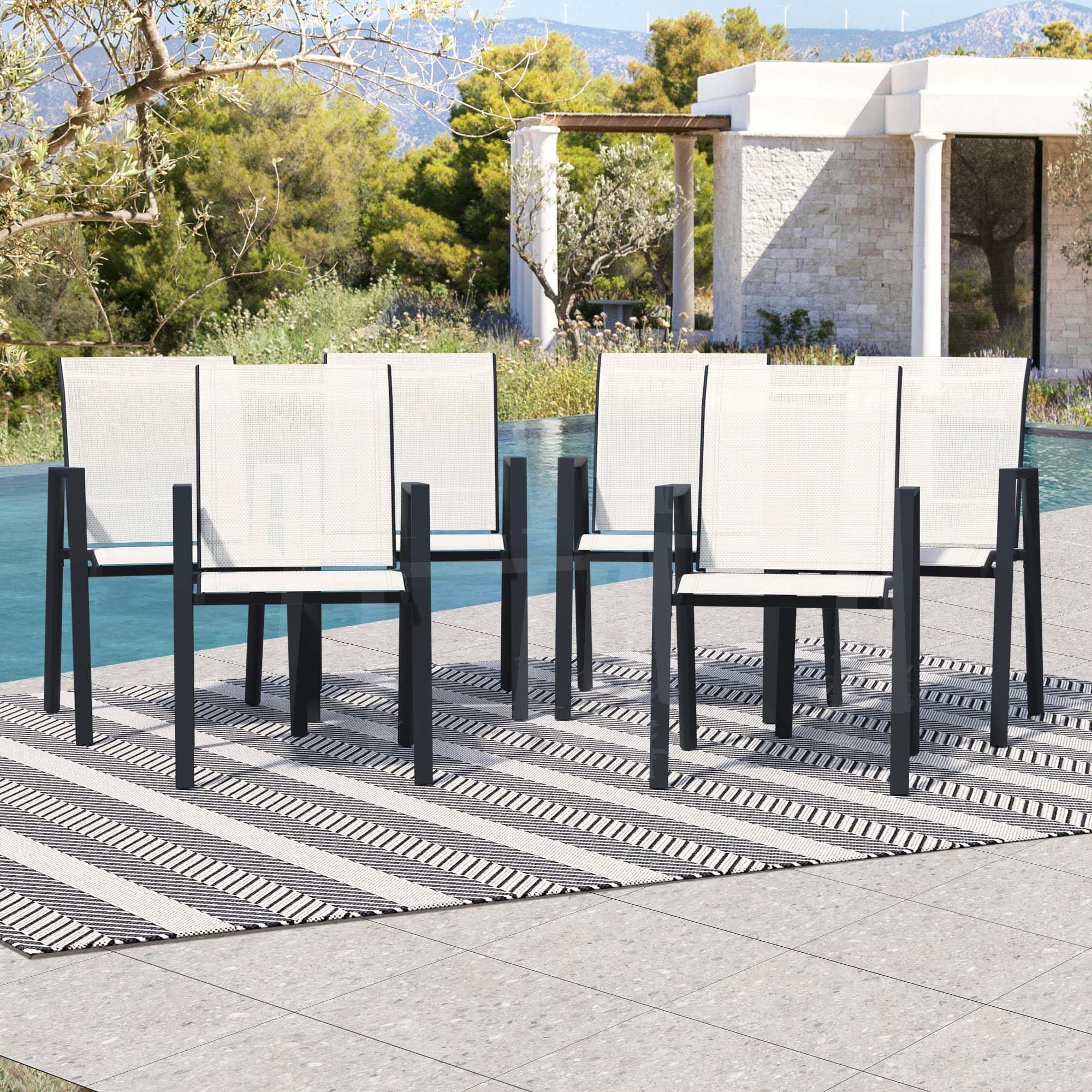 Seekverse Lawn Chair, Patio Chairs Set Of 6, Outdoor Stackable Dining Chairs, Lightweight Patio Furniture Set For Garden, Backya