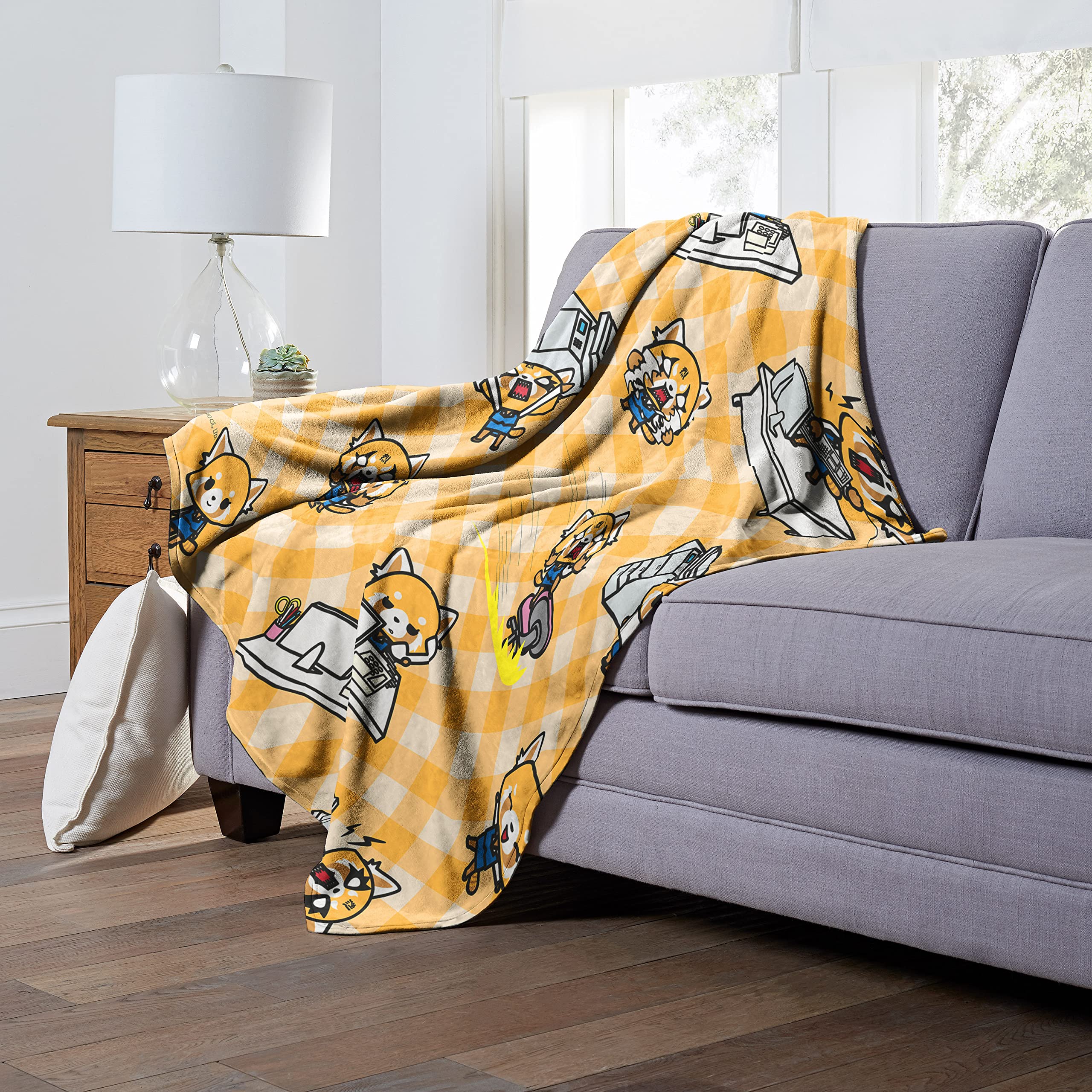 Northwest Aggretsuko Silk Touch Throw Blanket, 50'' X 60'', Office Chaos