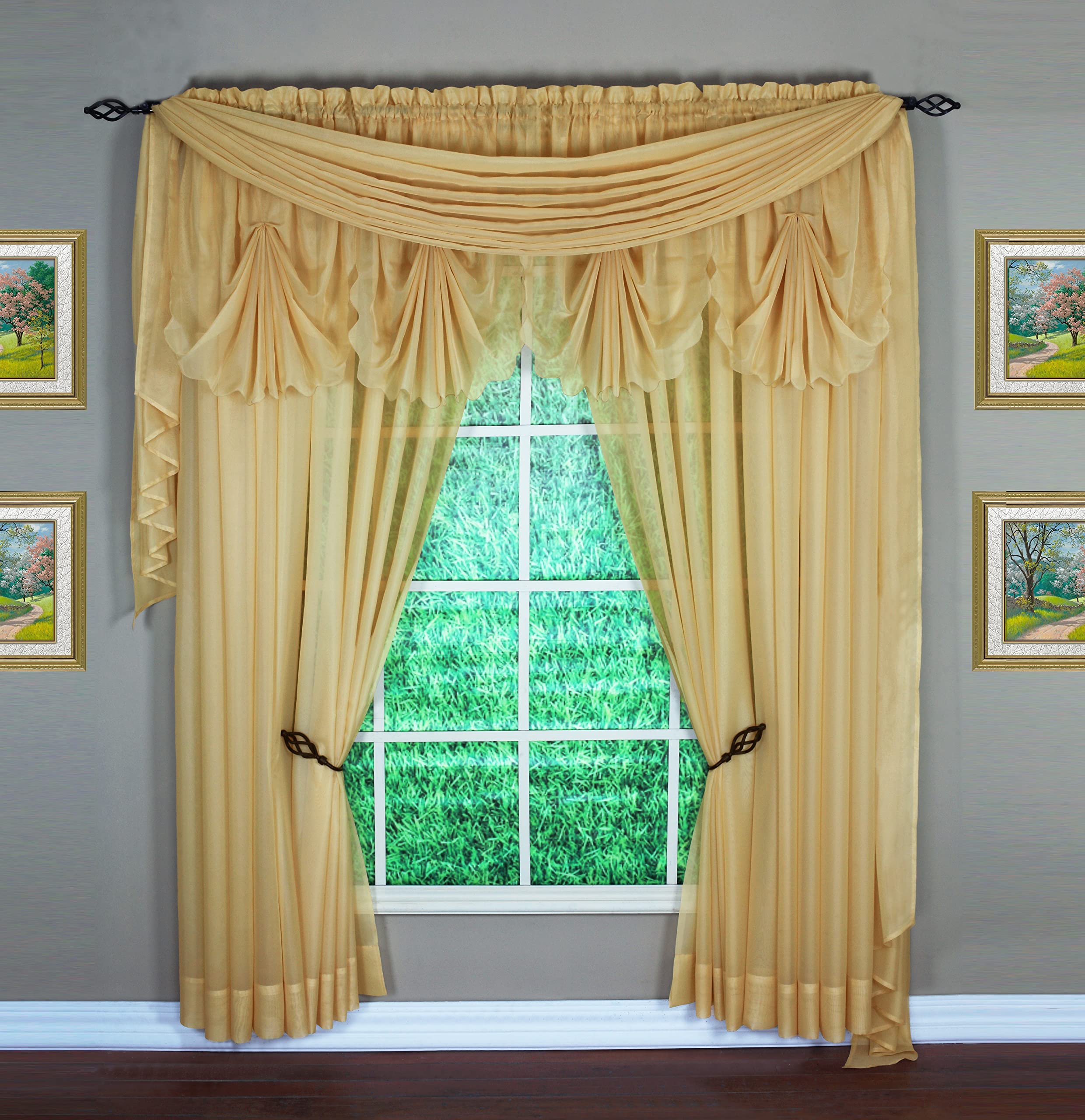 Today'S Curtain Emelia Original Voile Panel 120', Gold, 60' W X 120' L