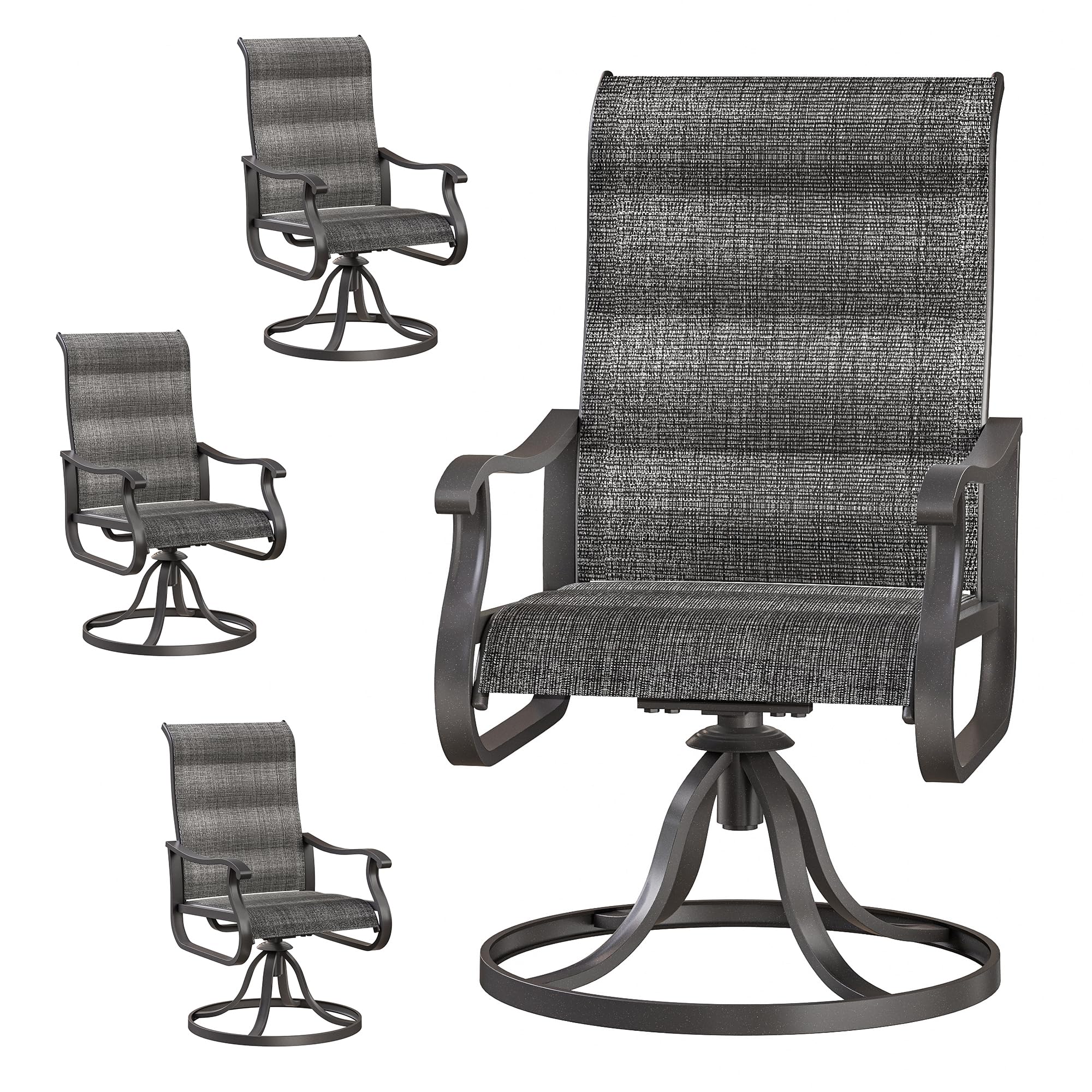 Vonzoy Patio Swivel Chairs Set Of 4, Outdoor Dining Chairs With High Back, All-Weather Swivel Rocker Chair For Lawn, Porch Or Ga