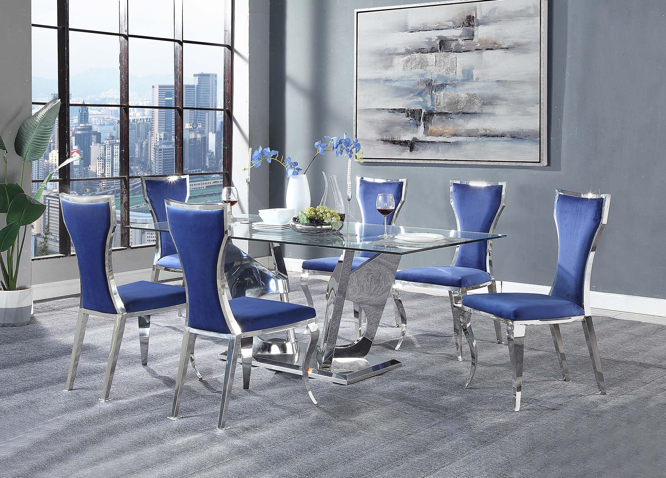 Acme Azriel Dining Rectangular Glass Top Table - Thumbnail 3