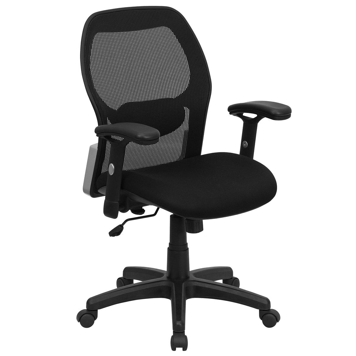 Flash Furniture Albert Mid-Back Black Super Mesh Executive Swivel Office Chair with Adjustable Lumbar & Arms