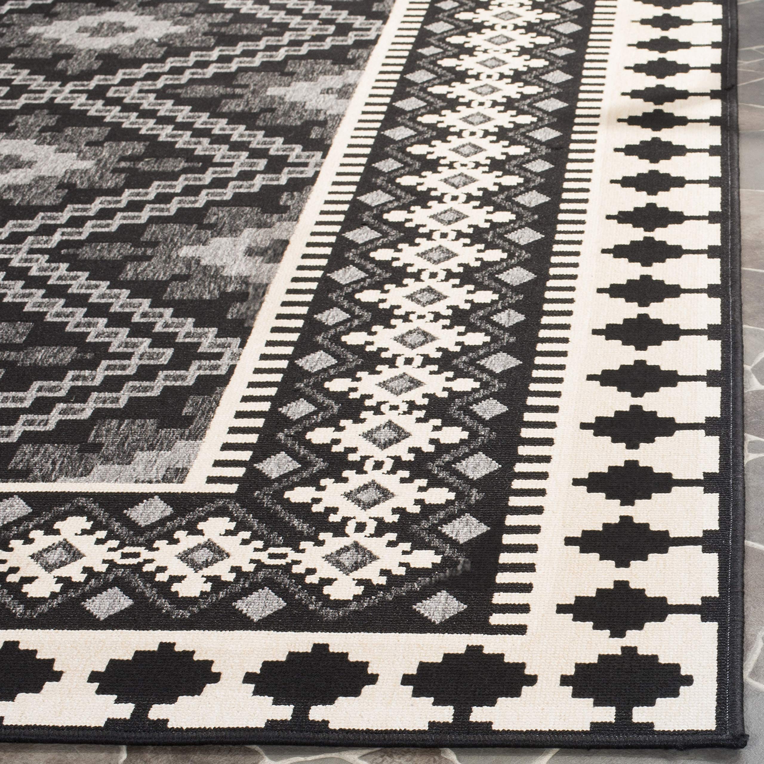 Safavieh Veranda Collection Runner Rug - 2'3' X 8', Black & Creme, Boho Design, Non-Shedding & Easy Care, Indoor/Outdoor & Washable-Ideal For Patio, Backyard, Mudroom (Ver099-0421)