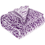Cute Purple Blanket Soft Fleece Leopard Print Throw Blanket For Couch Sofa Decor Plush Blankets