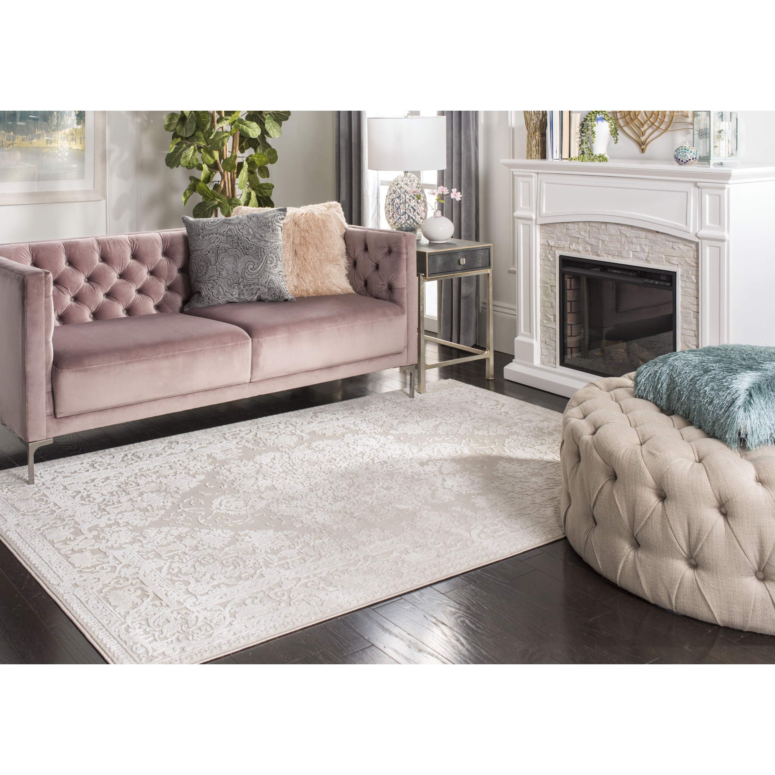 Safavieh Reflection Collection Area Rug - 5'1'' X 7'6'', Creme & Ivory, Vintage Distressed Design, Non-Shedding & Easy Care, Ide