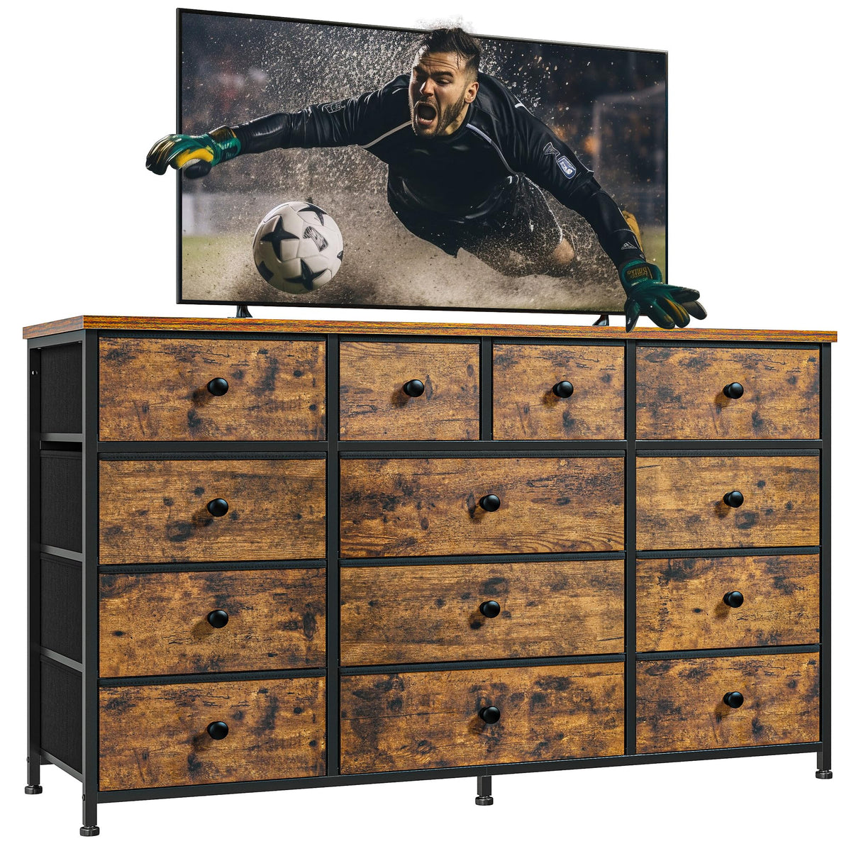 Enhomee Dresser With 13 Drawers Dresser Tv Stand For 55' Tv Long Dresser For Bedroom, Large Dressers & Chest Of Drawers For Bedroom Living Room Entry, Sturdy Metal Frame,39.4' Wx 31.5' H X 11.8' D