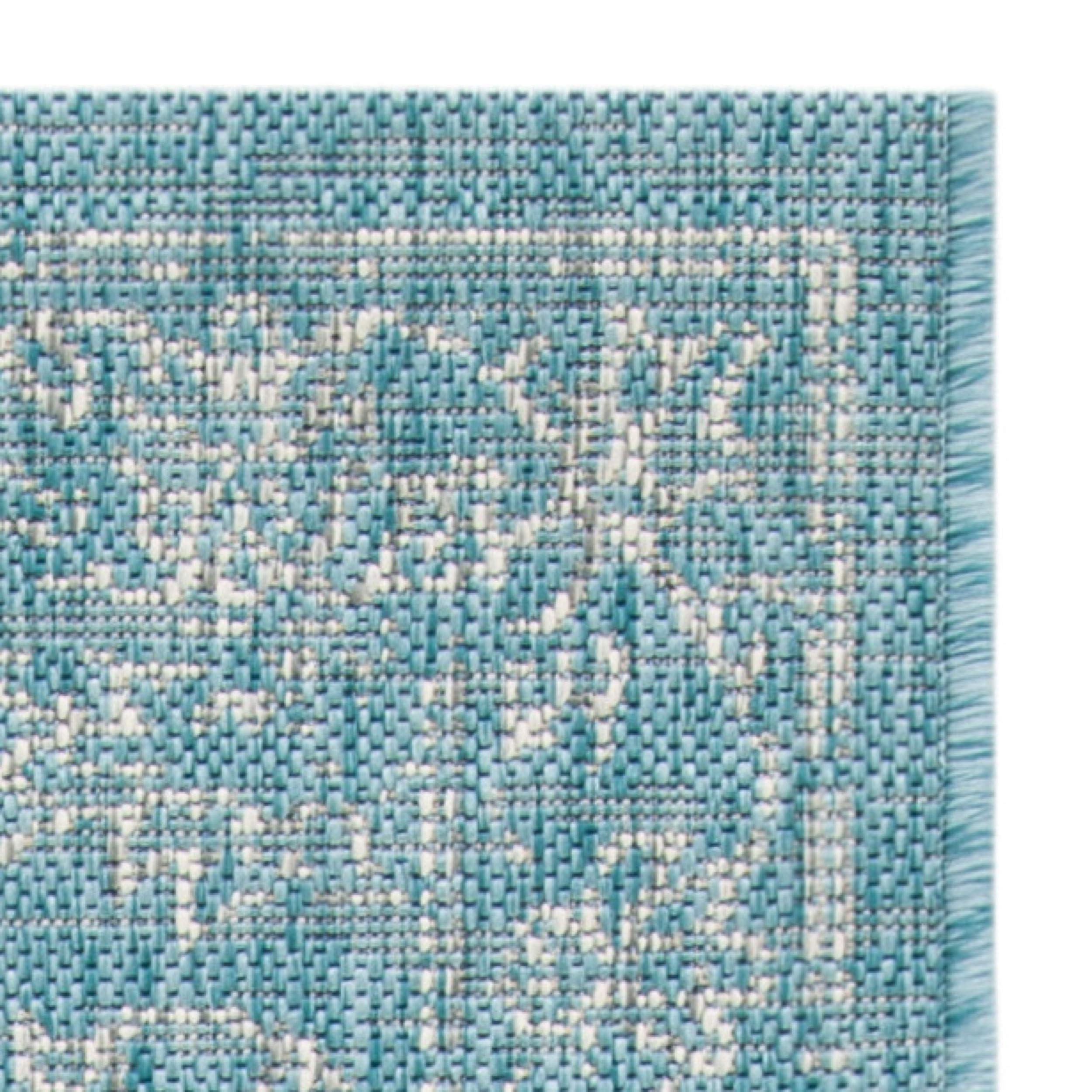 Safavieh Courtyard Collection 2'3' X 6'7' Aqua/Grey Cy8680 Indoor/ Outdoor Patio Backyard Mudroom Runner Rug