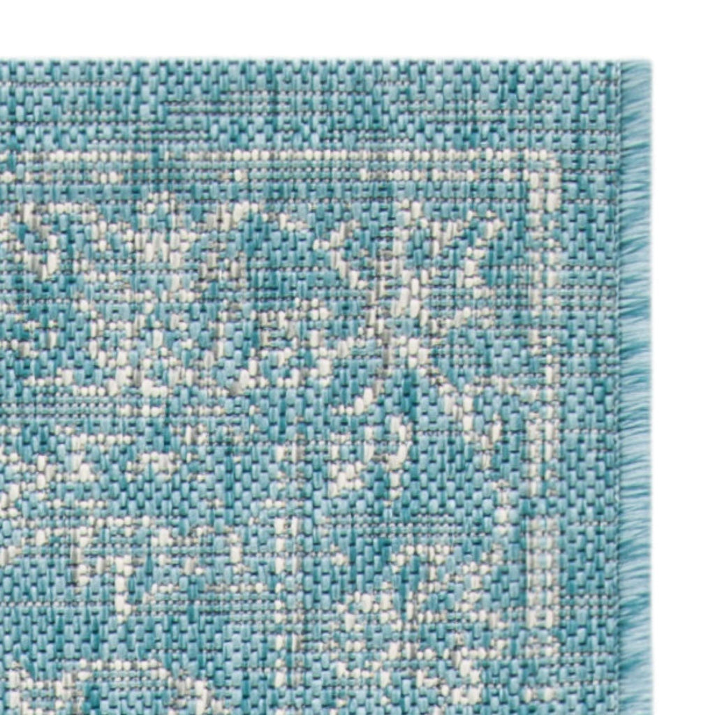 Safavieh Courtyard Collection 6'7' X 9'6' Aqua/Grey Cy8680 Indoor/ Outdoor Patio Backyard Mudroom Area Rug