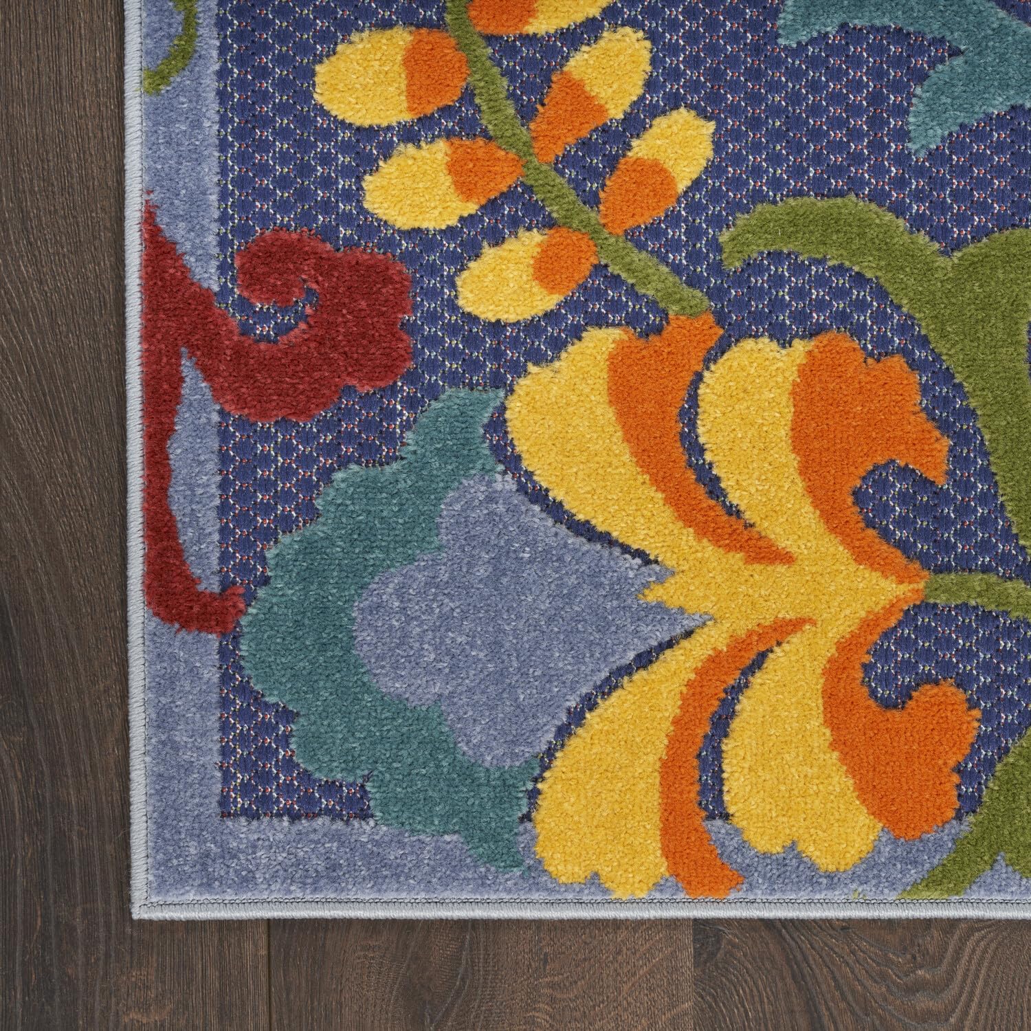 Nourison Aloha Indoor/Outdoor Modern Navy Multicolor 5'3' X 7'5' Area Rug, Easy Cleaning, Non Shedding, Bed Room, Living Room, Dining Room, Backyard, Deck, Patio (5X7)