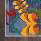 Nourison Aloha Indoor/Outdoor Navy Multicolor 2'3' X 8' Area Rug, Easy Cleaning, Non Shedding, Bed Room, Living Room, Dining Room, Backyard, Deck, Patio (2X8)