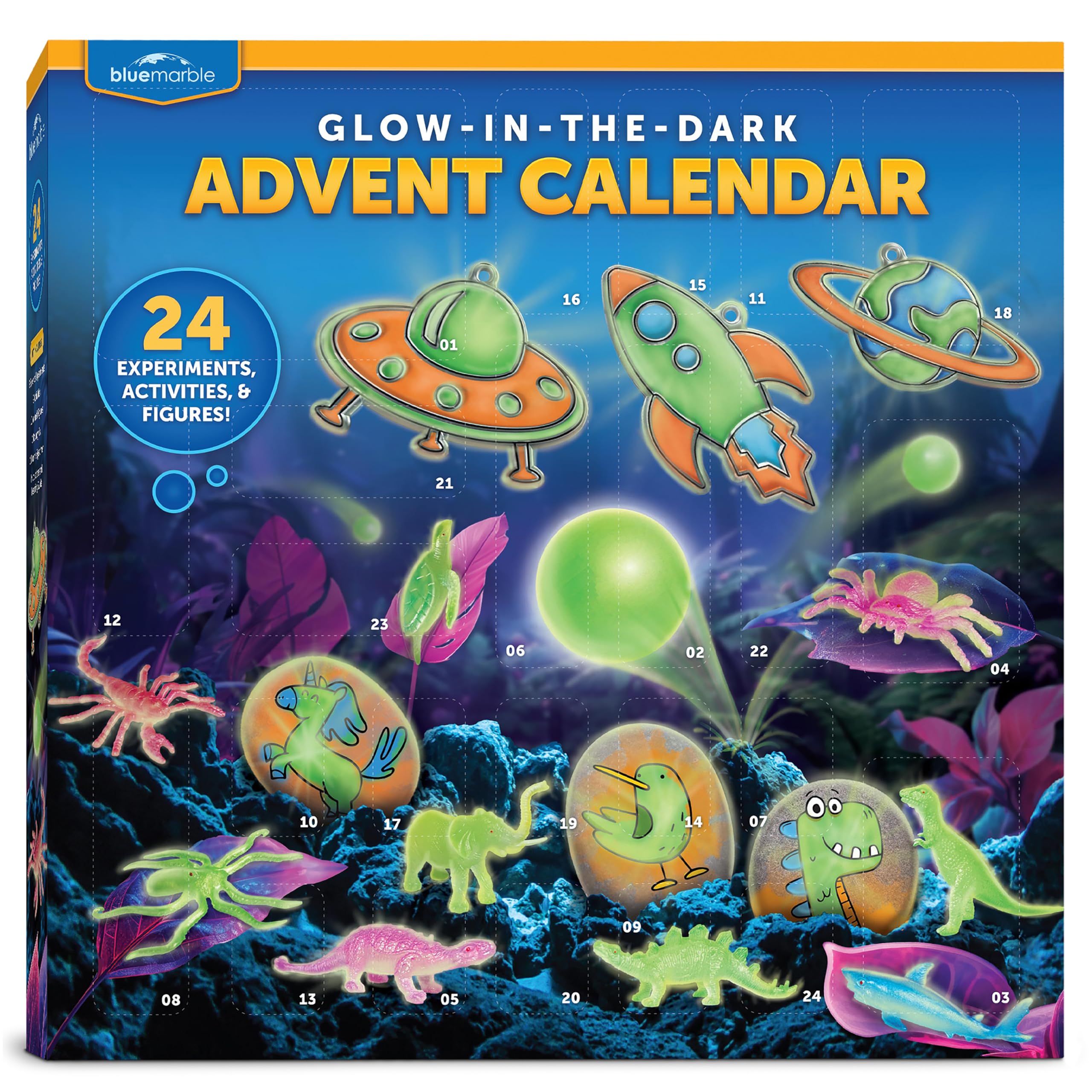 Blue Marble Glow In The Dark Advent Calendar 2024 - Christmas Countdown Calendar with 24 Science Activities, Experiments & Anima