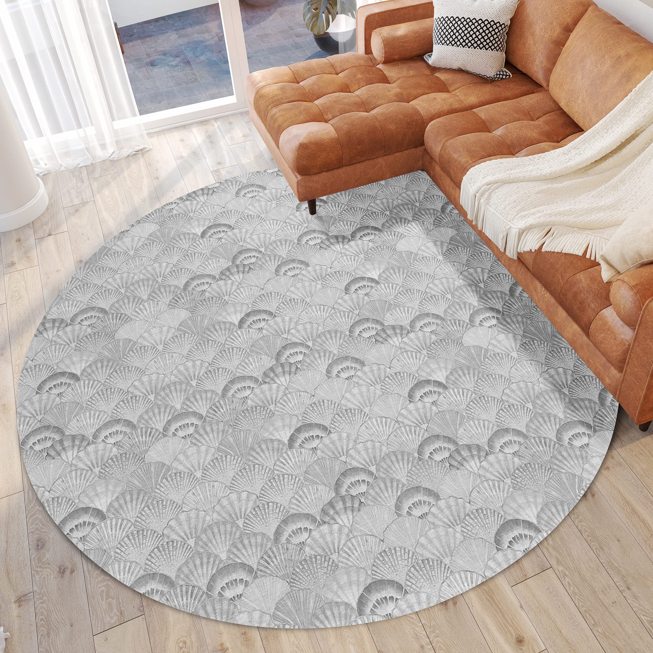 Addison Rugs Surfside Asr32 Gray 8' X 8' Indoor Outdoor Round Rug, Easy Clean, Machine Washable, Non Shedding, Bedroom, Living Room, Dining Room, Kitchen, Patio Rug
