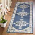 SAFAVIEH Brentwood Collection 2 x 6 Navy / Cream BNT865N Medallion Distressed Non-Shedding Living Room Entryway Foyer Hallway 