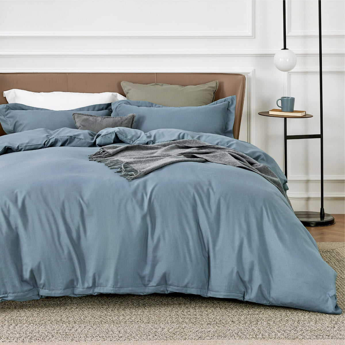 Bedsure Mineral Blue Duvet Cover California King Size - Soft Double Brushed Duvet Cover For Kids With Zipper Closure, 3 Pieces,