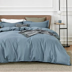 Bedsure Mineral Blue Duvet Cover California King Size - Soft Double Brushed Duvet Cover For Kids With Zipper Closure, 3 Pieces,
