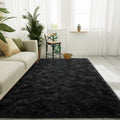 LOCHAS Ultra Soft Indoor Modern Area Rugs Fluffy Living Room Carpets for Children Bedroom Home Decor Nursery Rug 4x6 Feet, Black