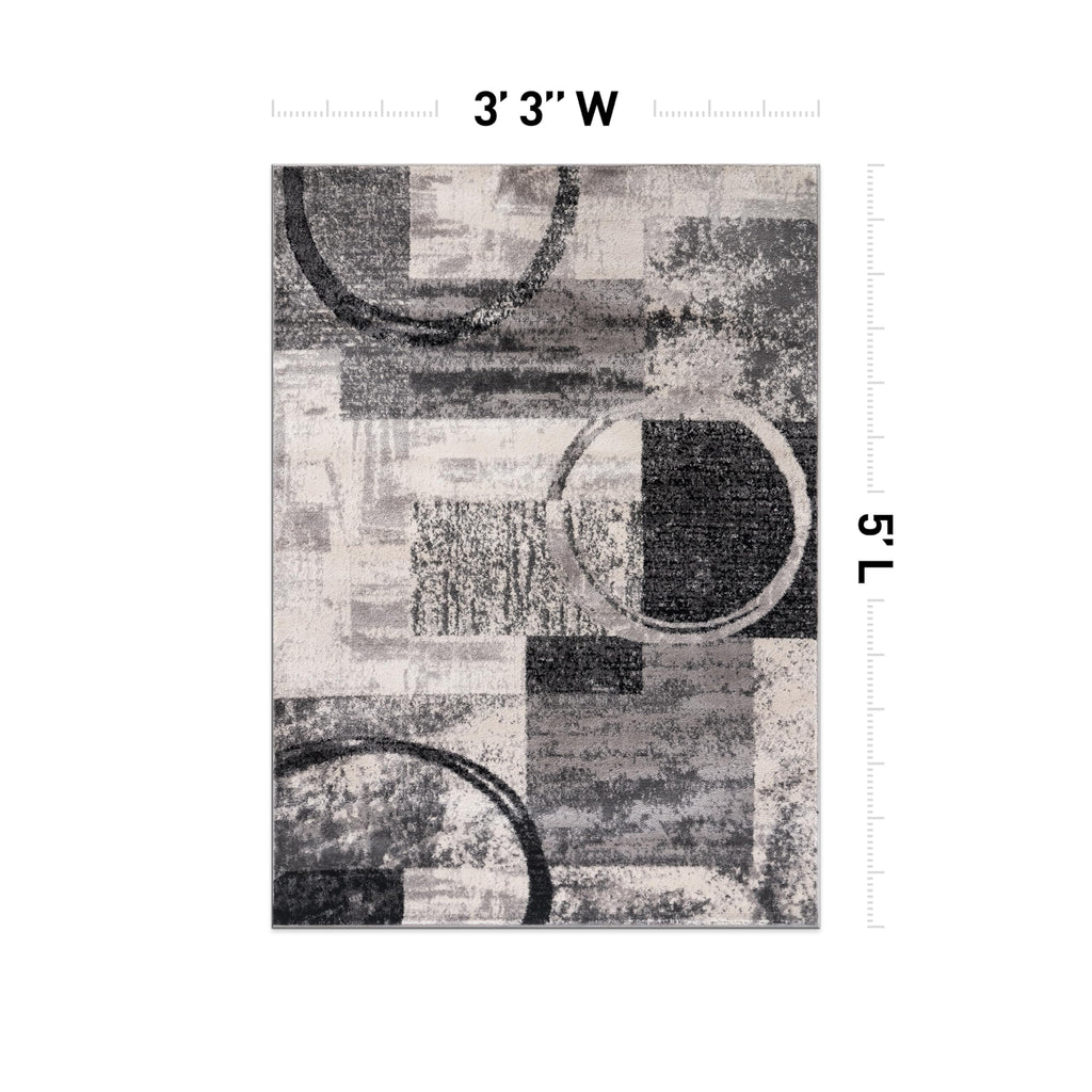 Rugshop Contemporary Abstract Circle Design Soft Area Rug 3'3'' X 5' Cream