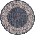 Unique Loom Outdoor Border Collection Area Rug - Floral Border (4' 1' Round, Charcoal Gray/ Beige)