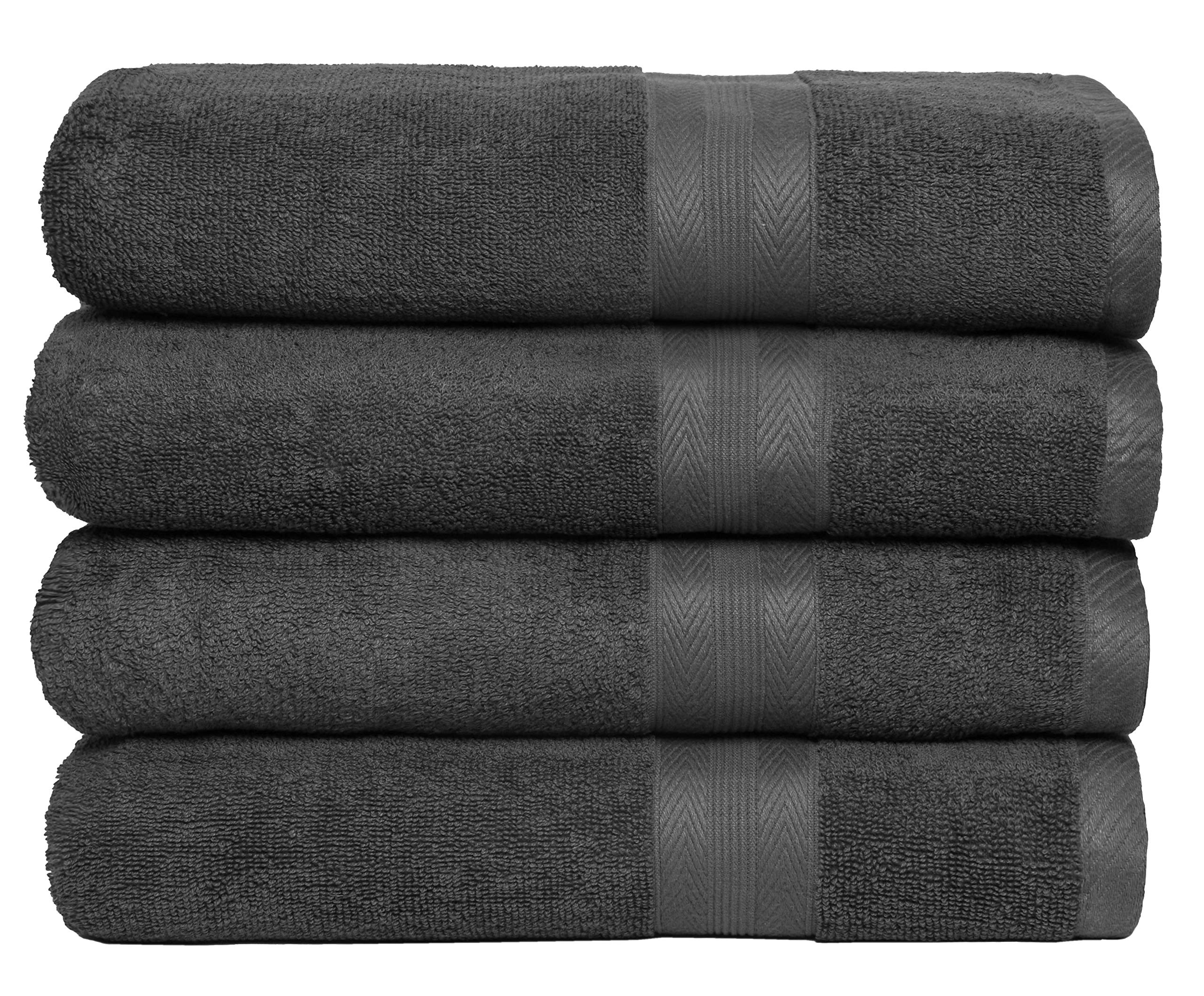 BOUTIQUO Premium Cotton 4 Pack Bath Towel Set - 100% Pure Cotton - 4 Bath Towels 27x54 - Ideal for Everyday use - Ultra Soft & H