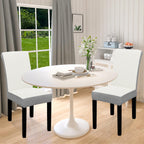 Easy-Going 100% Waterproof Dining Room Chair Cover Set Of 2, Stretch Jacquard Parson Chair Slipcover Removable Washable Chair Protector For Home, Restaurant, Banquet (Xlarge, Cream/Light Gray)