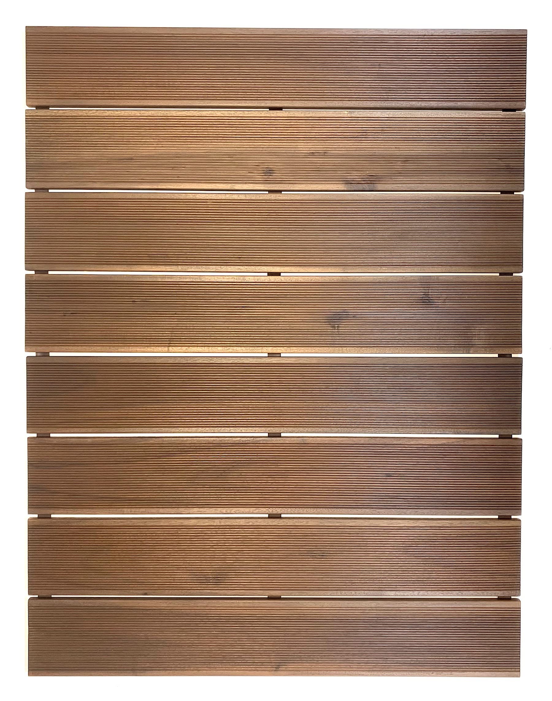 HomeRoots Brown Non Slip Wood Plank Bath Floor Mat