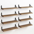 Fixwal Floating Shelves Width 4.7In Rustic Wood Wall Shelves Set Of 8, Wall Shelves For Bedroom, Living Room, Kitchen, Bathroom, Office Decor And Plants Display (Carbonized Black)