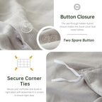 Simple&Opulence 100% Linen Duvet Cover Set, Pure Natural French Flax Light Grey Duvet Cover Twin Size, Breathable Soft Comfy Lin