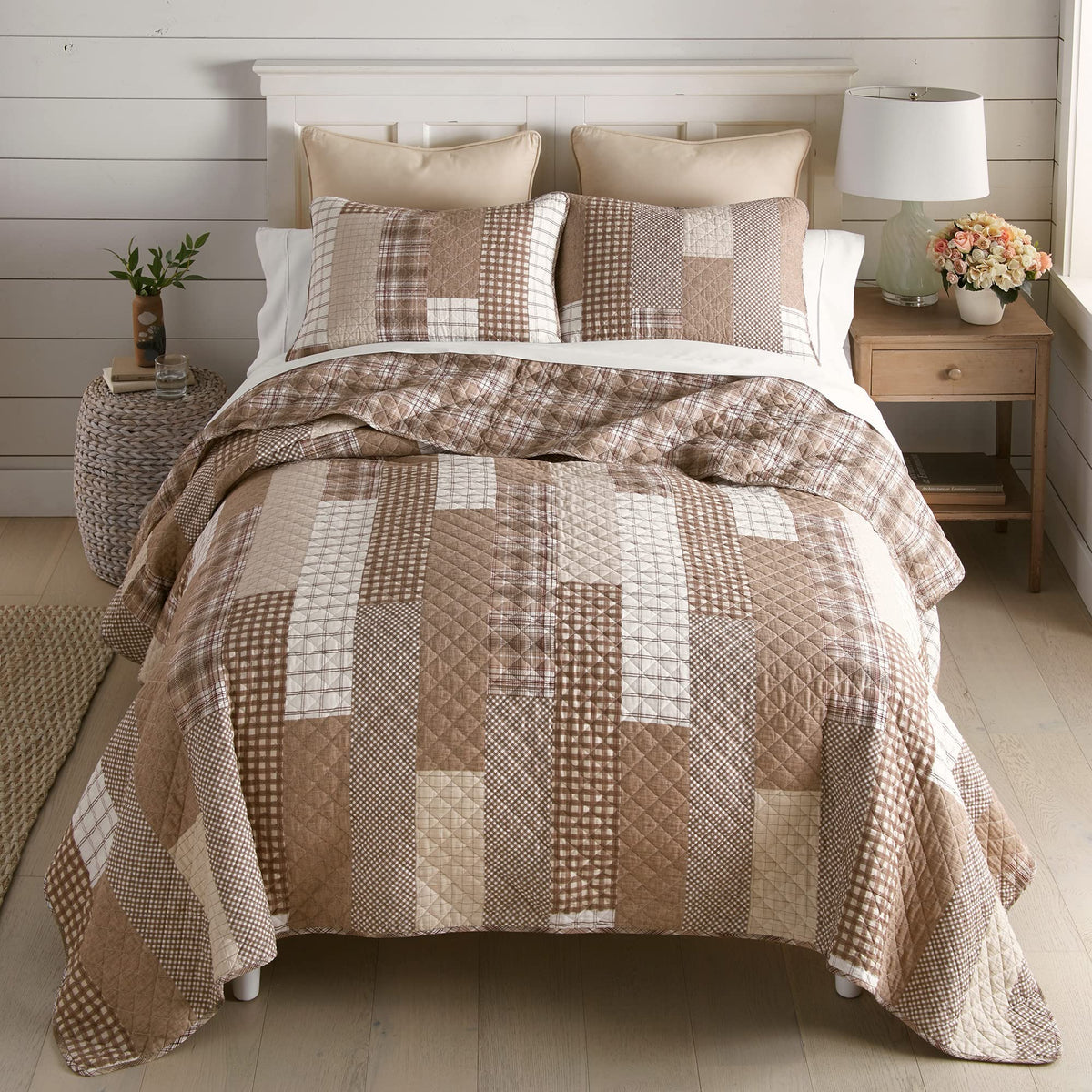 Donna Sharp King Bedding Set - 3 Piece - Highland Plaid Lodge Quilt Set With King Quilt And Two King Pillow Shams - Cotton - Mac