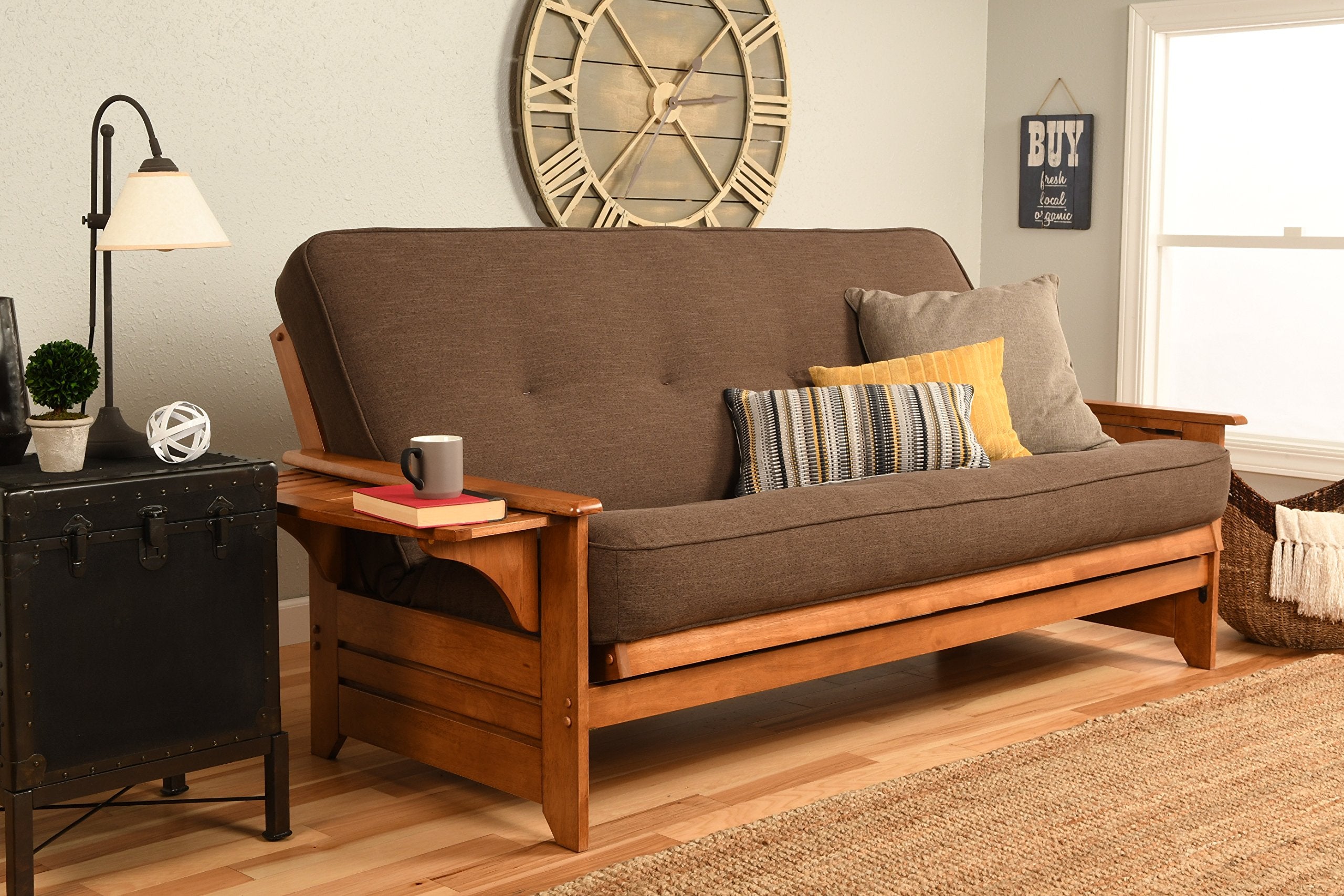 Kodiak Furniture Phoenix Futon With Linen Fabric Mattress In Barbados/Brown
