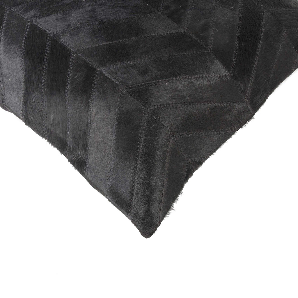 HomeRoots Black & Natural Cowhide Pillow, Microsuede, Polyfill Luxury Pillow with Hidden Zipper For living Room, Bedroom, Sofa, Indoor Pillow, Decor Pillow, Decorative Throw Pillow 18' X 18' X 5'