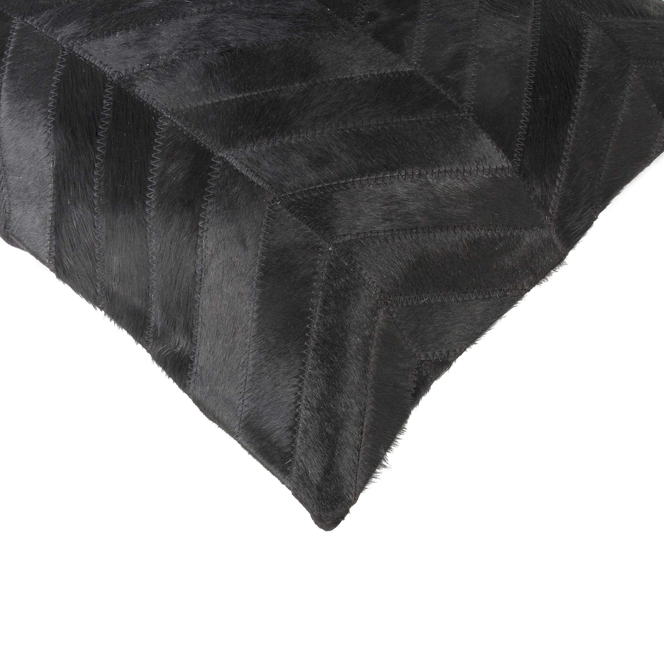 HomeRoots Black & Natural Cowhide Pillow, Microsuede, Polyfill Luxury Pillow with Hidden Zipper For living Room, Bedroom, Sofa, Indoor Pillow, Decor Pillow, Decorative Throw Pillow 18' X 18' X 5'