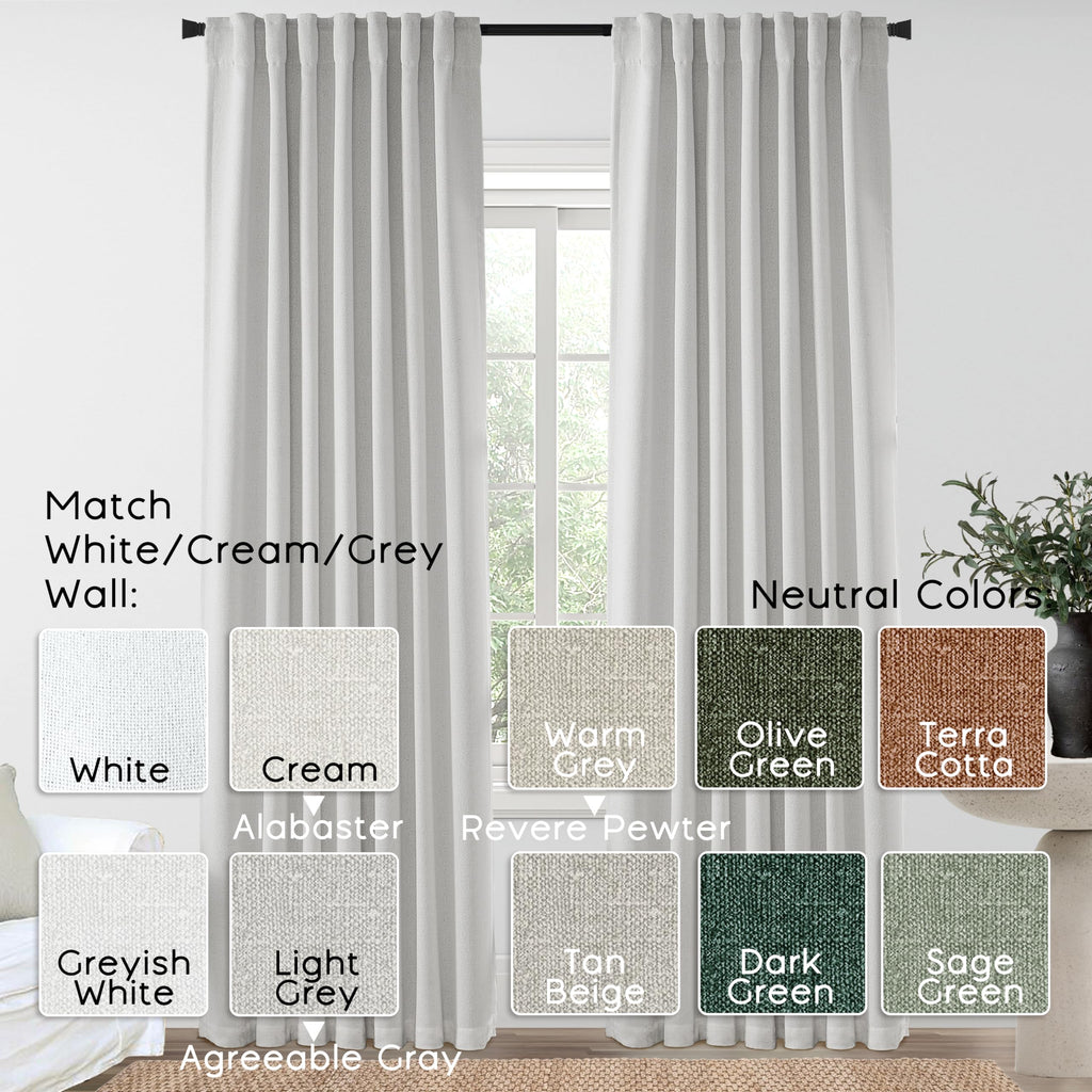 Panelsburg 90 Inch Long Blackout Curtains 2 Panel Set,Pleated Faux Linen Back Tab Hooks Pleat Curtains For Bedroom Living Room,9