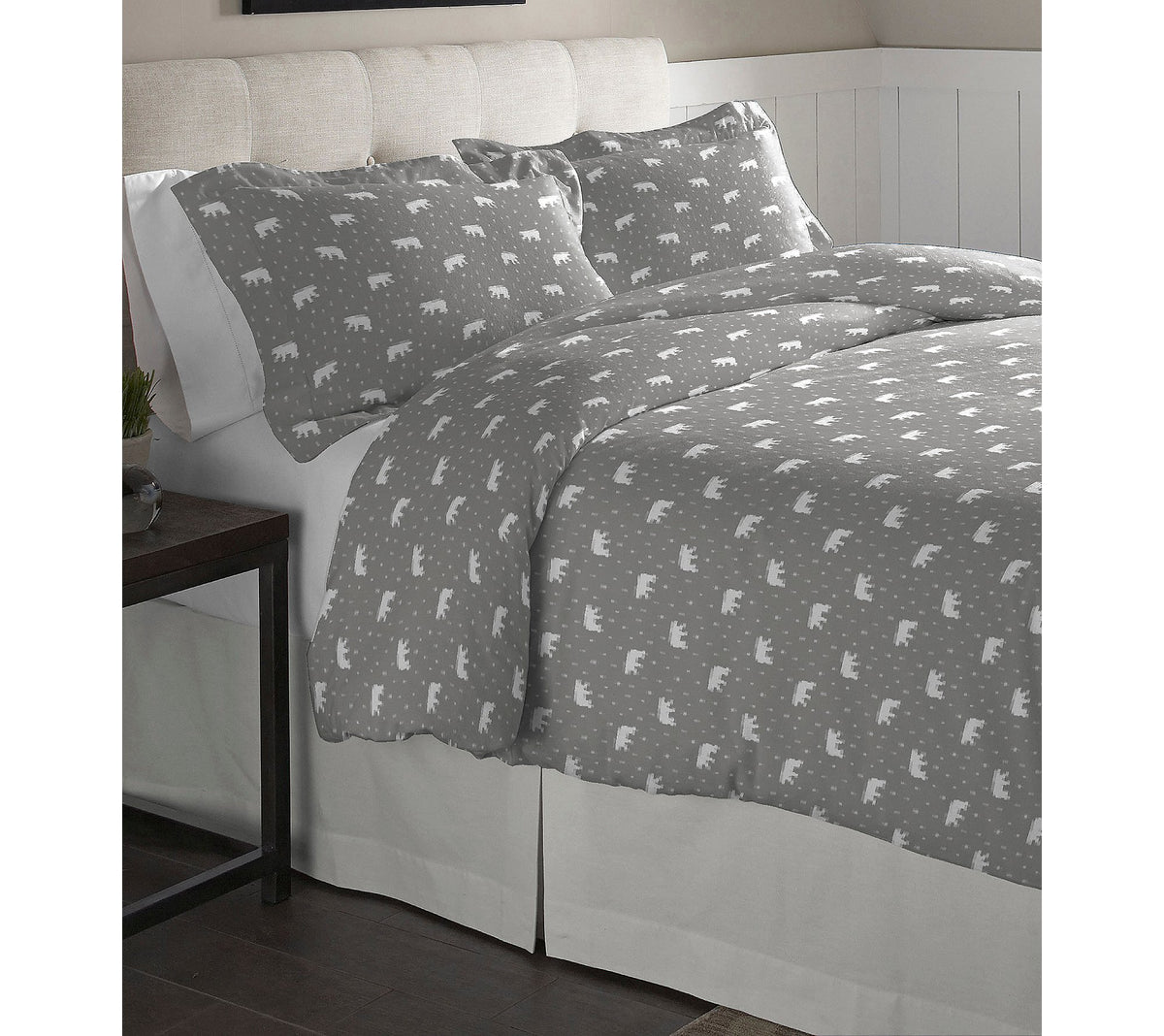 Pointehaven Flannel Oversized Duvet Set, King, Polar Bear