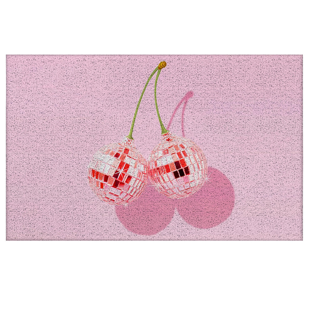 Supwhd Trendy Preppy Pink Cherry Disco Ball Door Mats Outdoor - Pink Welcome Mat, Pink Door Mat Doormat Outdoor Indoor Entrance,
