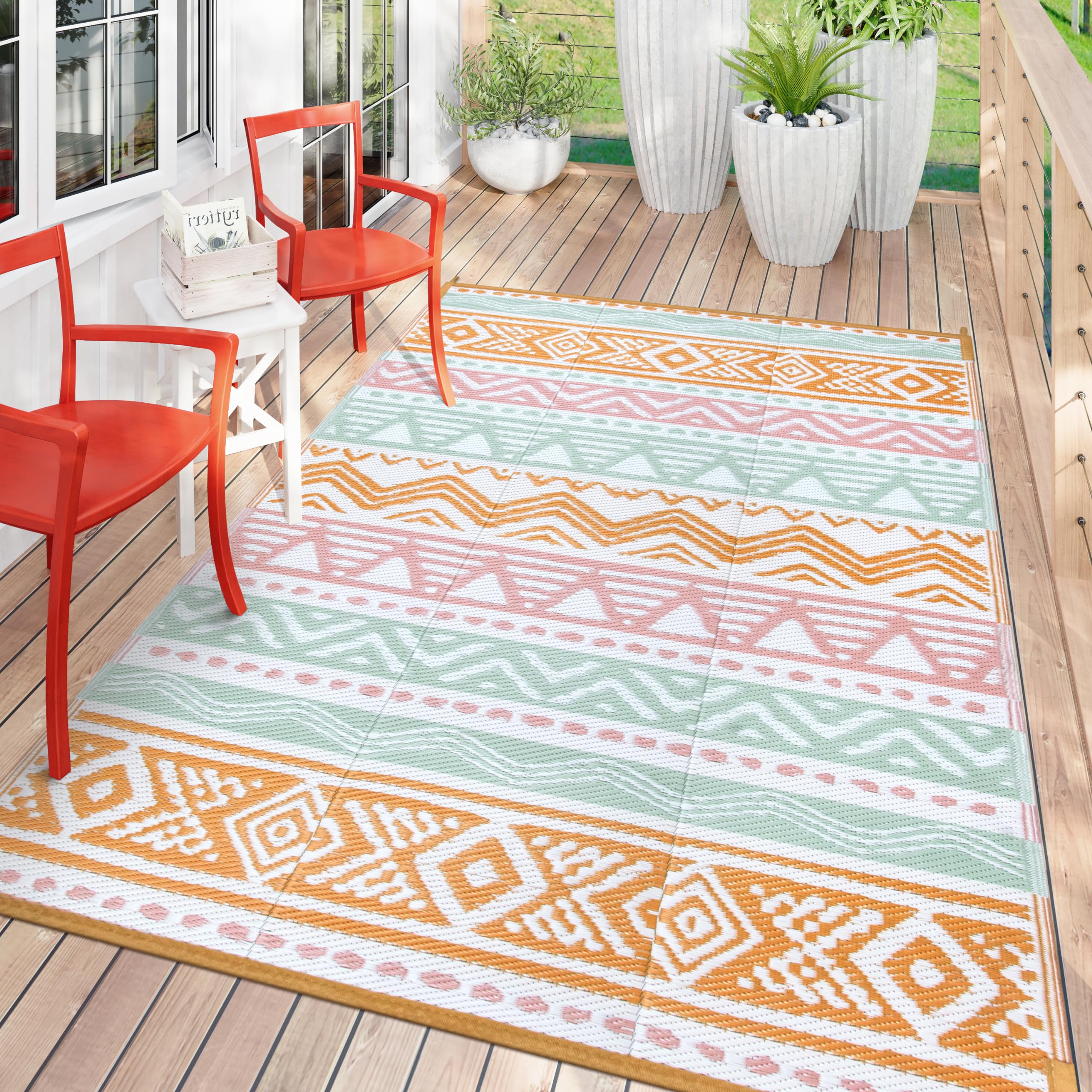 Lahome Outdoor Rug 8X10 Patio Waterproof, Reversible Outdoor Plastic Straw Rug For Camping, Large Rv Outdoor Rugs Outside, Outdo