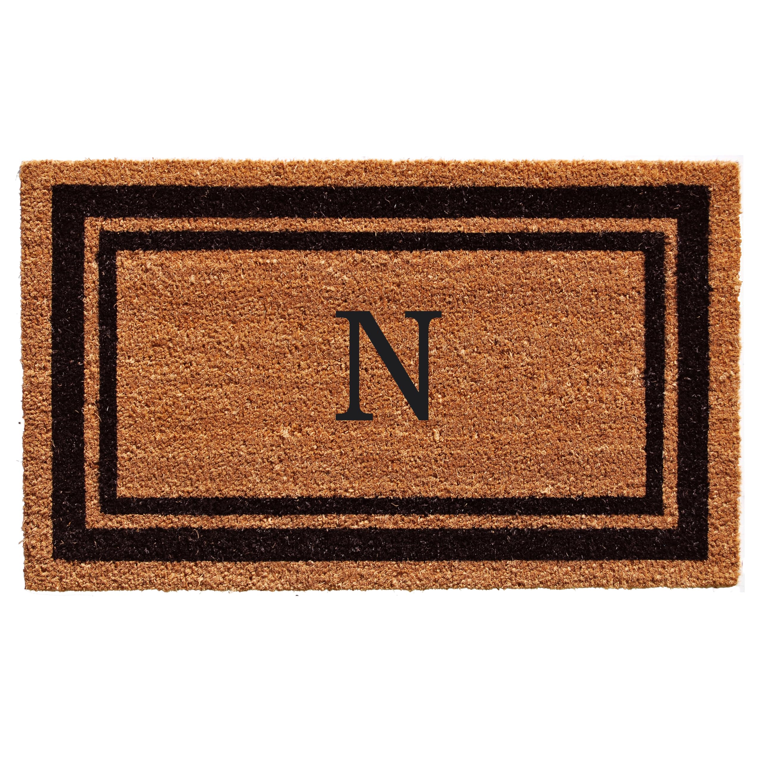 Calloway Mills 152961830N Black Border 18' X 30' Monogram Doormat, (Letter N)