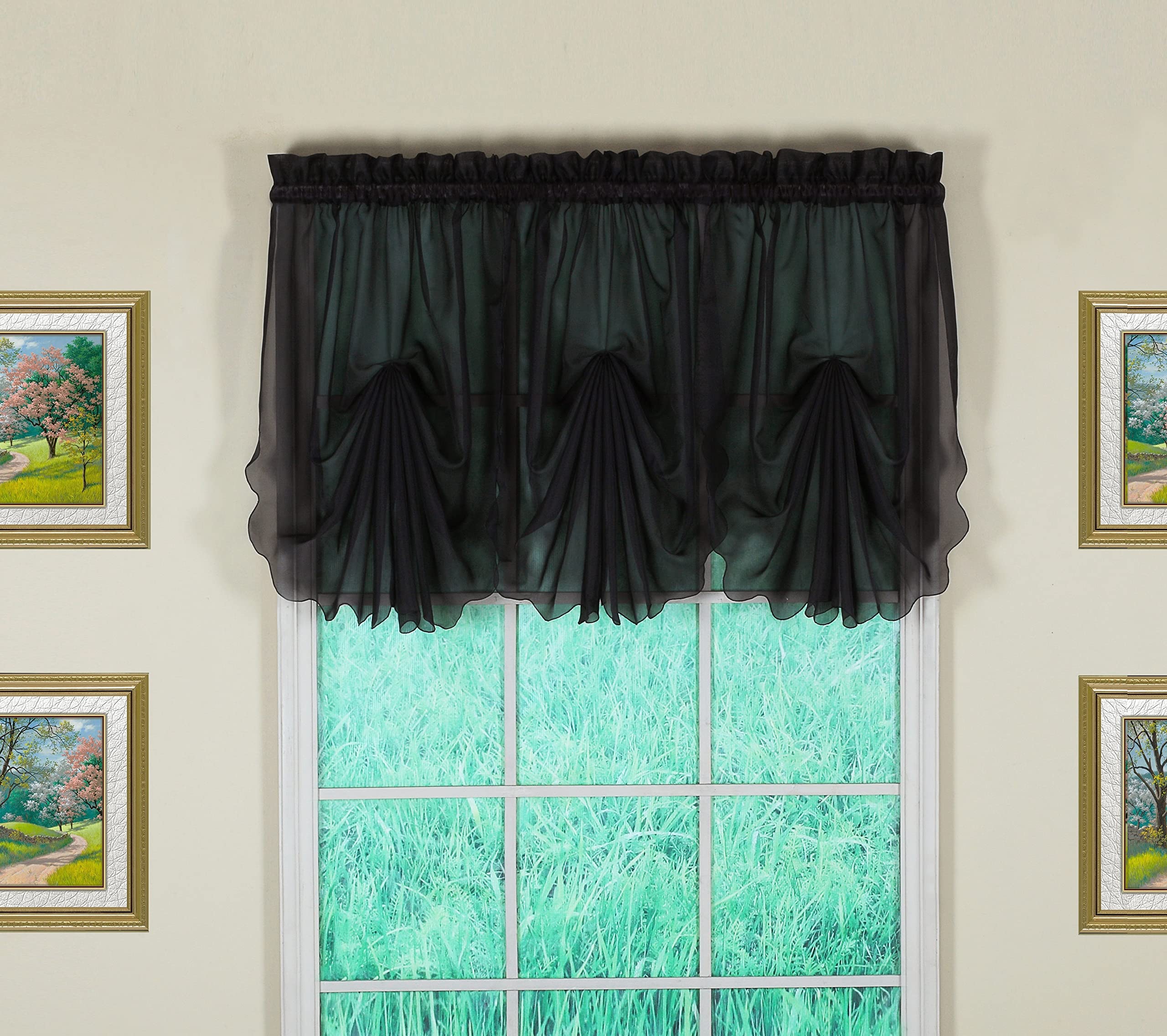 Today'S Curtain Emelia Original Voile Fan Insert, Black, 30' W X 40' L