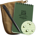 Rite In The Rain Weatherproof 3' X 5' Top-Spiral Notebook Kit: Tan Cordura Fabric Cover, 3' X 5' Green Notebook, And An Weat