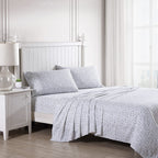 Laura Ashley Home Queen Sheet Set, Soft Sateen Cotton Bedding Set - Sleek, Smooth, & Breathable, Bramble Vine Green