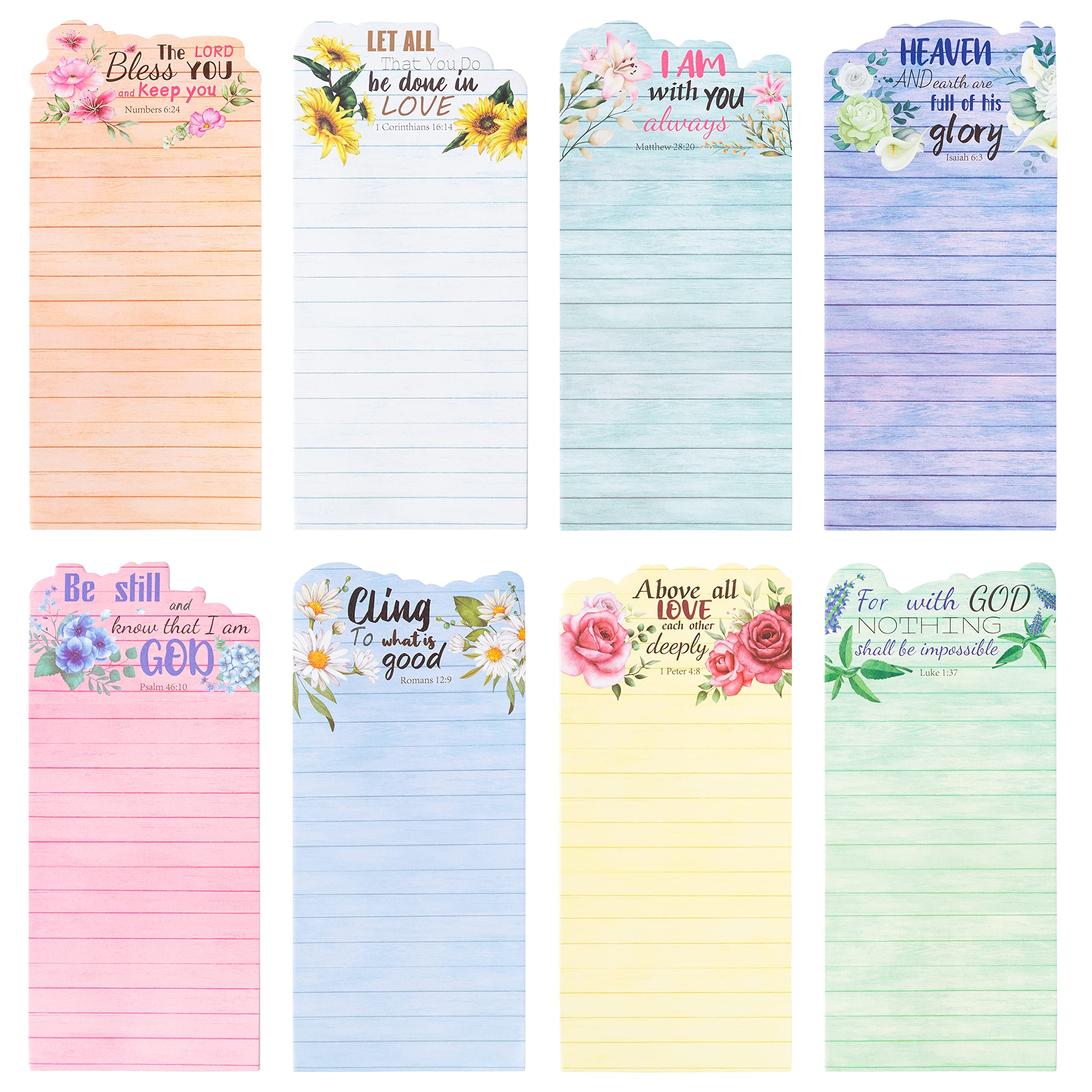 Angolio Christian Bible Verse Notepads - 8Pcs Back To School Inspirational Sticky Notepad For Office Travel Supplies Floral Pray