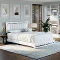 Boyd Sleep Beaumont Upholstered Platform Bed with Headboard, Mattress Foundation with Strong 14 Wood Slat Supports, No Box Spring Required, White Faux Leather, Size Queen
