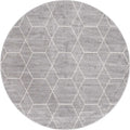 Unique Loom Trellis Frieze Collection Area Rug - Geometric (8 Round, Light Gray/ Ivory)
