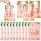 Haooryx 50pcs Sweet As a Peach Party Favor Bags, Plastic Goodie Candy Bag Gift Wrapping Bags Birthday Gift Accessories Treat Bag