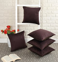 Wise Home Velvet Self Design 16X16 Inch Set Of 5 Quilted Cushion Covers (Coffee)
