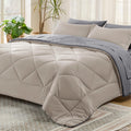 Bedsure Beige Twin Comforter Sets - 5 Pieces Reversible Twin Bedding Sets For College, Beige Extra Long Bed Set Twin With Comfor